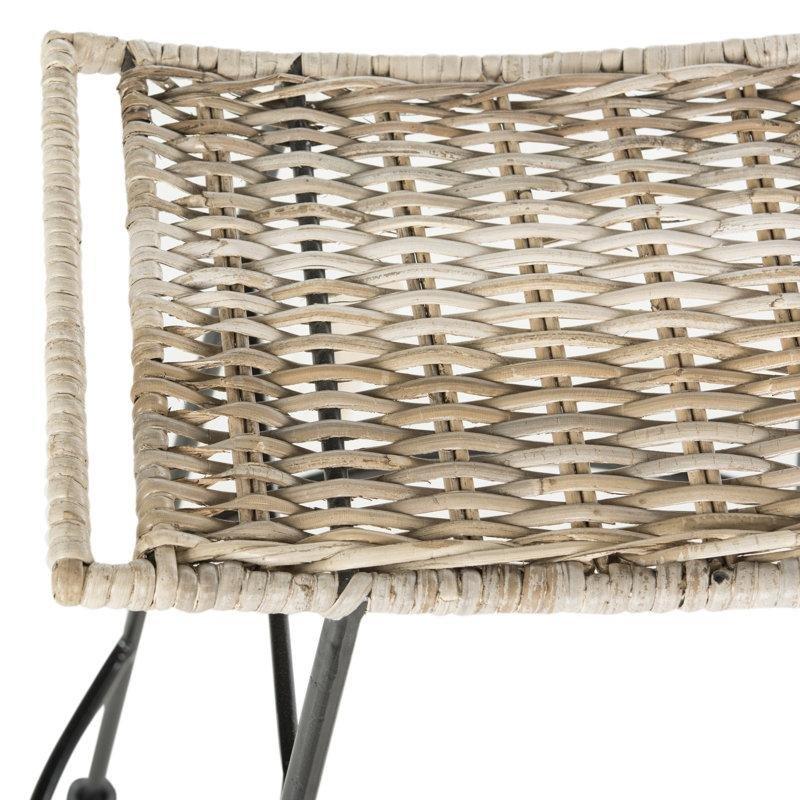 Gri Sırtlıksız Dört Ayaklı Hasır Bar Sandalyesi 2li Set - 61 cm - 148287