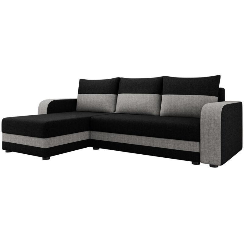 Gri Siyah Polyester Kumaş Yataklı Sandıklı Yönü Değiştirilebilir Köşe Koltuk - 237x139 cm - 154248