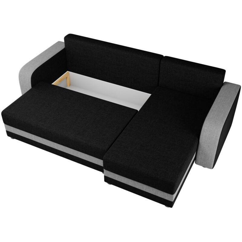 Gri Siyah Polyester Kumaş Yataklı Sandıklı Yönü Değiştirilebilir Köşe Koltuk - 237x139 cm - 154248