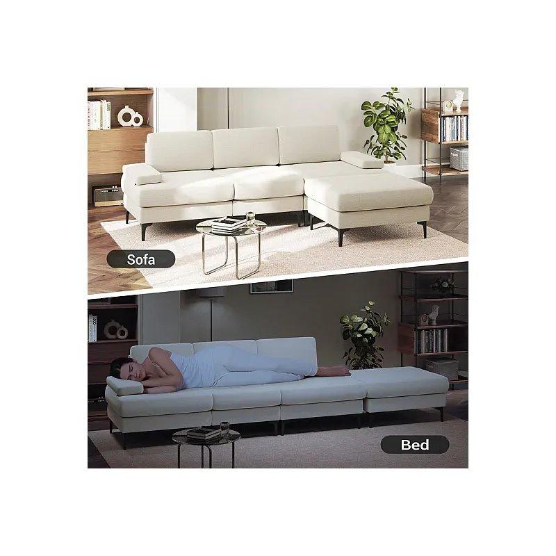 Gri Şönil Kumaş Puflu Köşe Koltuk - 244x146x83 cm - 155296