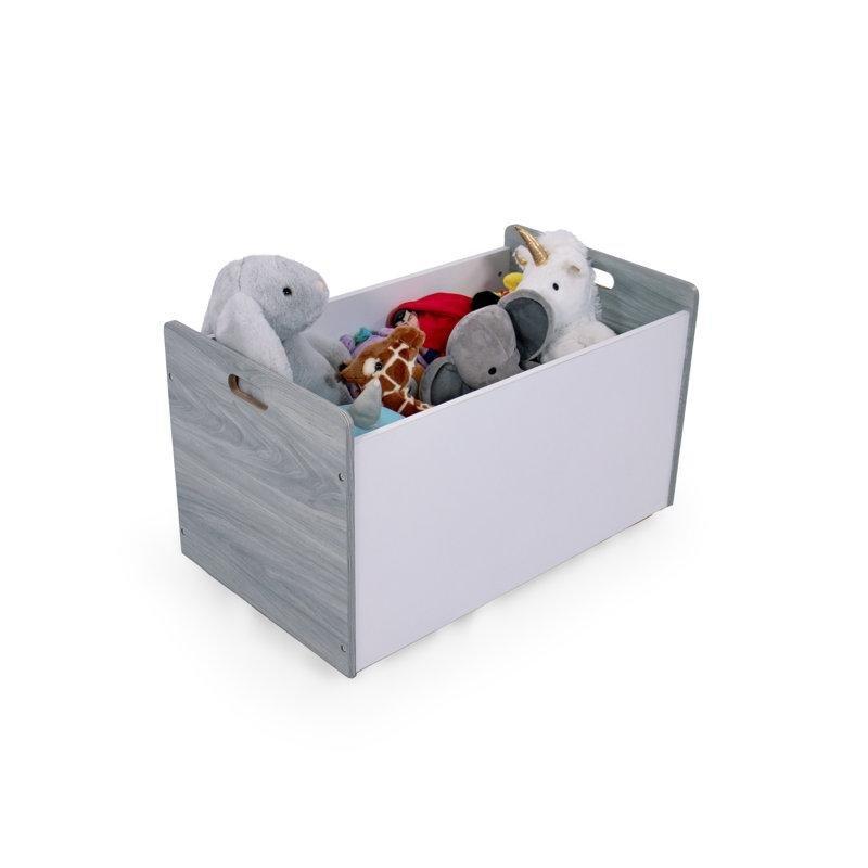 Gri ve Beyaz Endüstriyel Ahşap Tekerlekli Oyuncak Dolabı - 70x41x41 cm - 150486