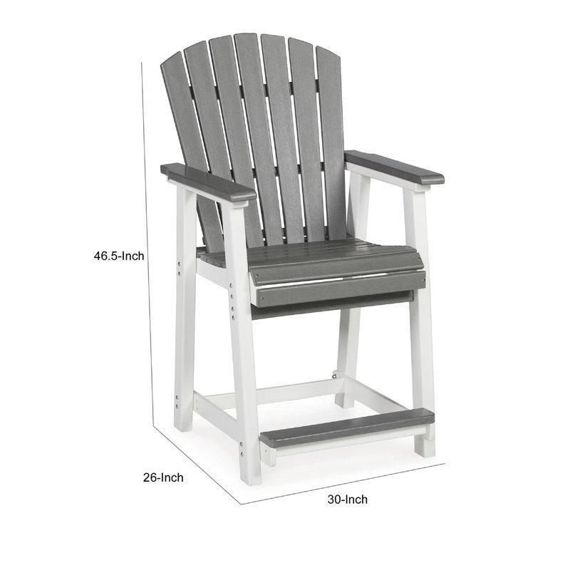 Gri ve Beyaz Kolçaklı Dış Mekan İkili Plastik Bar Sandalyesi Seti - 62 cm - 148308