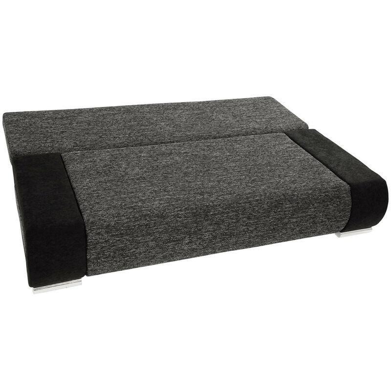 Gri ve Siyah Polyester Kumaş Sandıklı Yataklı Üçlü Koltuk - 200 cm - 154194