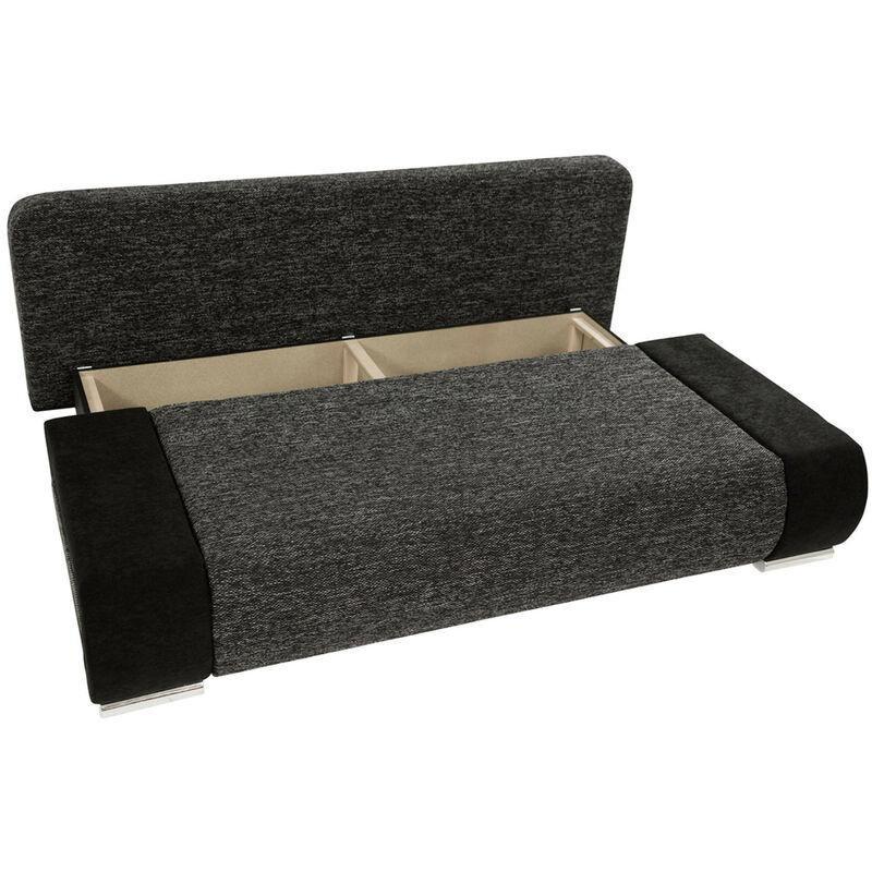 Gri ve Siyah Polyester Kumaş Sandıklı Yataklı Üçlü Koltuk - 200 cm - 154194