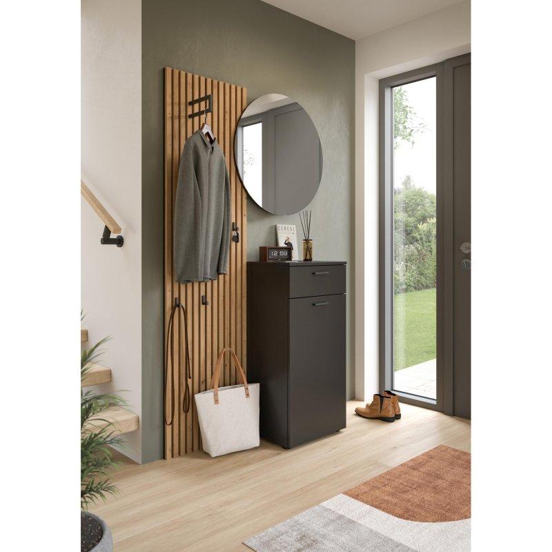 Gri ve Zanaatkar Dekorlu Suntalam 3 Parçalı Aynalı Portmanto Vestiyer Seti - 96 cm - 159337