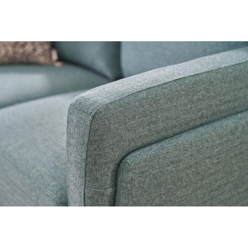 Gri Yeşil Dokulu Kadife Kumaş Siyah Metal Ayaklı 2 Kişilik Koltuk - 148 cm - 152458