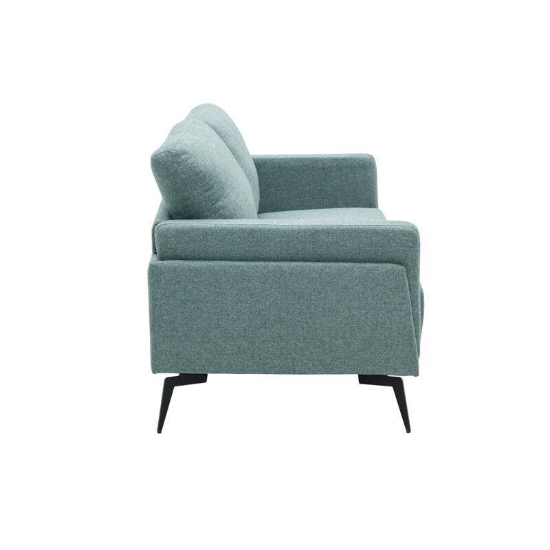 Gri Yeşil Dokulu Kadife Kumaş Siyah Metal Ayaklı 2 Kişilik Koltuk - 148 cm - 152458