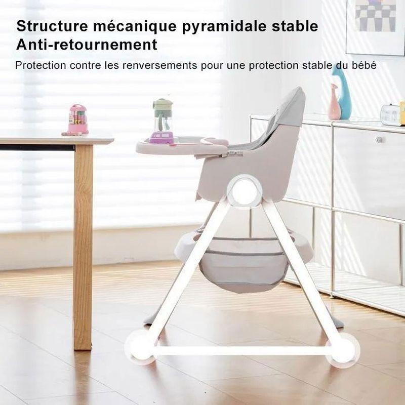 Gri Yüksekliği Ayarlanabilir Katlanabilir Mama Sandalyesi - 75x60x94 cm - 162871