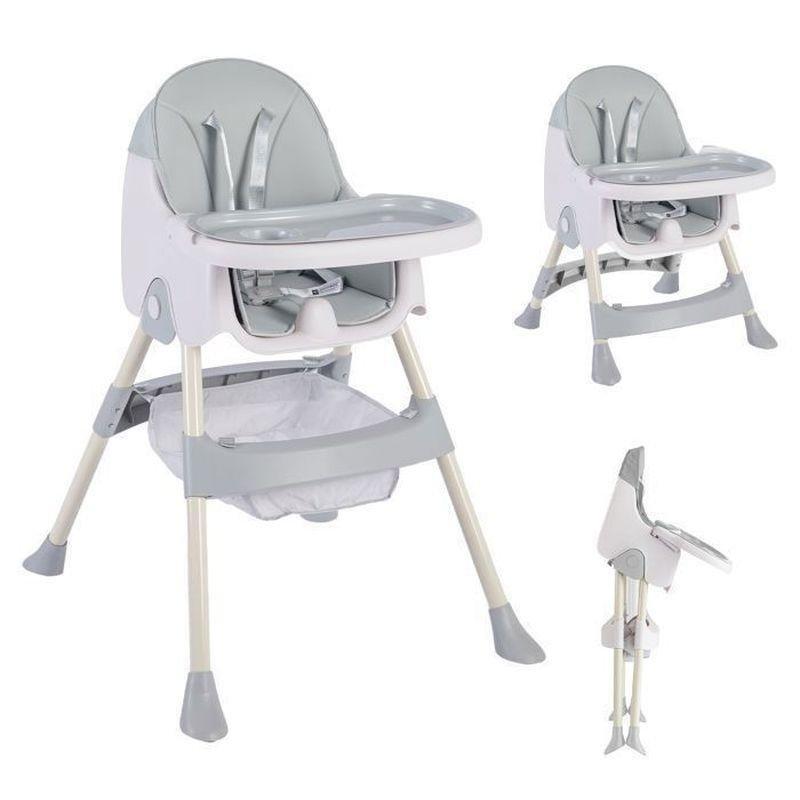 Gri Yüksekliği Ayarlanabilir Katlanabilir Mama Sandalyesi - 75x60x94 cm - 162871