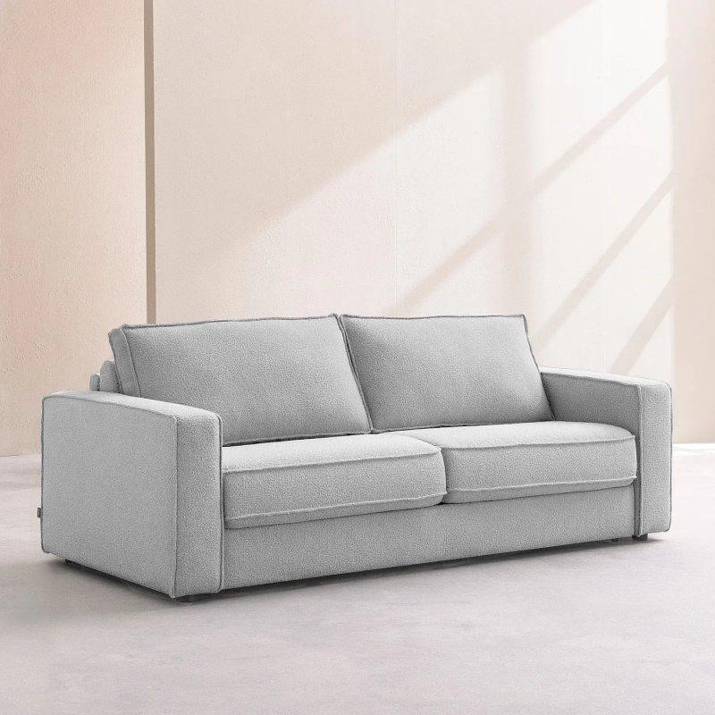 Gümüş Gri Tolfa Buklet Kumaş Yataklı İtalyan Mekanizmalı İkili Koltuk - 202 cm - 154894