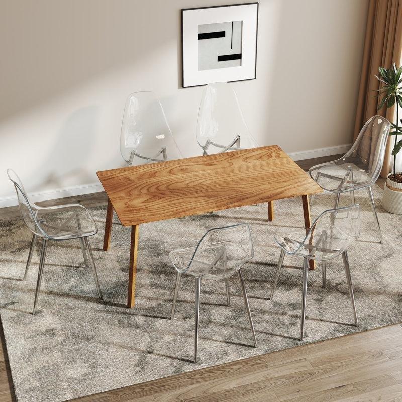 Gümüş Metal Ayaklı Akrilik 6lı Set Şeffaf Sandalye - 146730