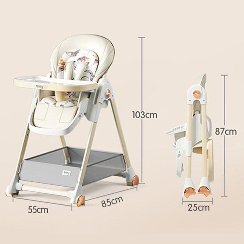 Haki PU Deri Tekerlekli Katlanabilir Ayarlanabilir Mama Sandalyesi - 162754