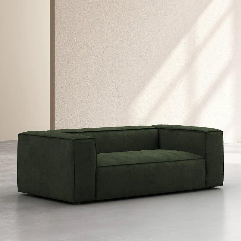Haki Yeşil Kadife İki Kişilik Koltuk - 210 cm - 154540