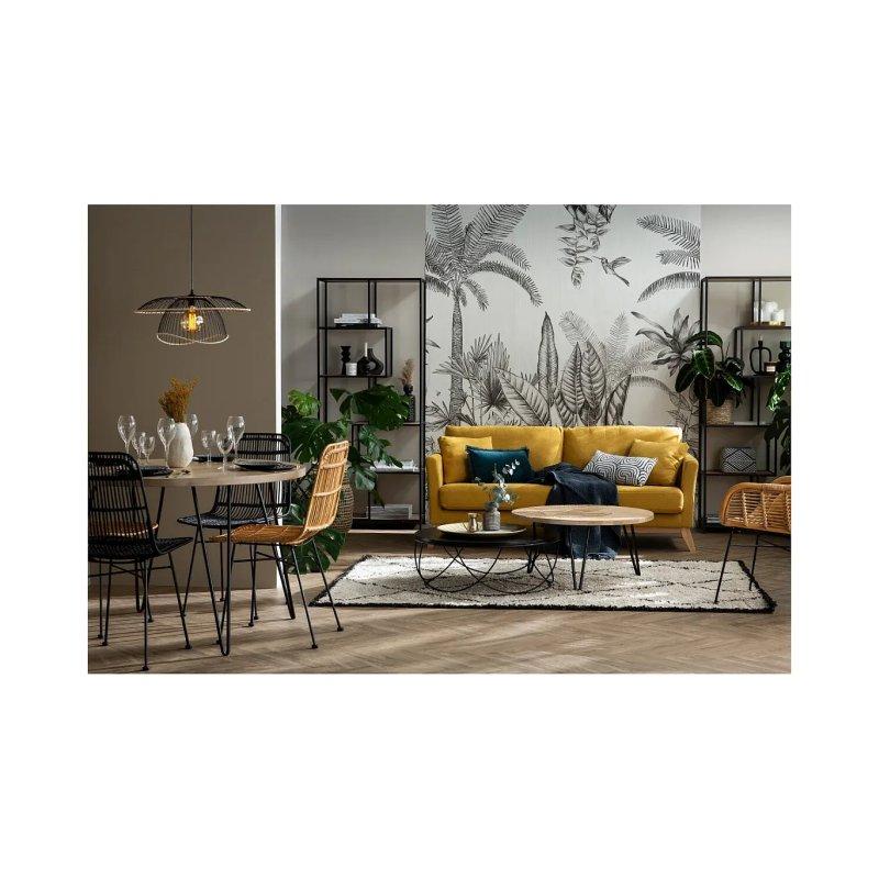 Haki Yeşil Kadife Kumaş Çıkarılabilir Kılıflı 3 Kişilik İskandinav Koltuk - 179 cm - 155941