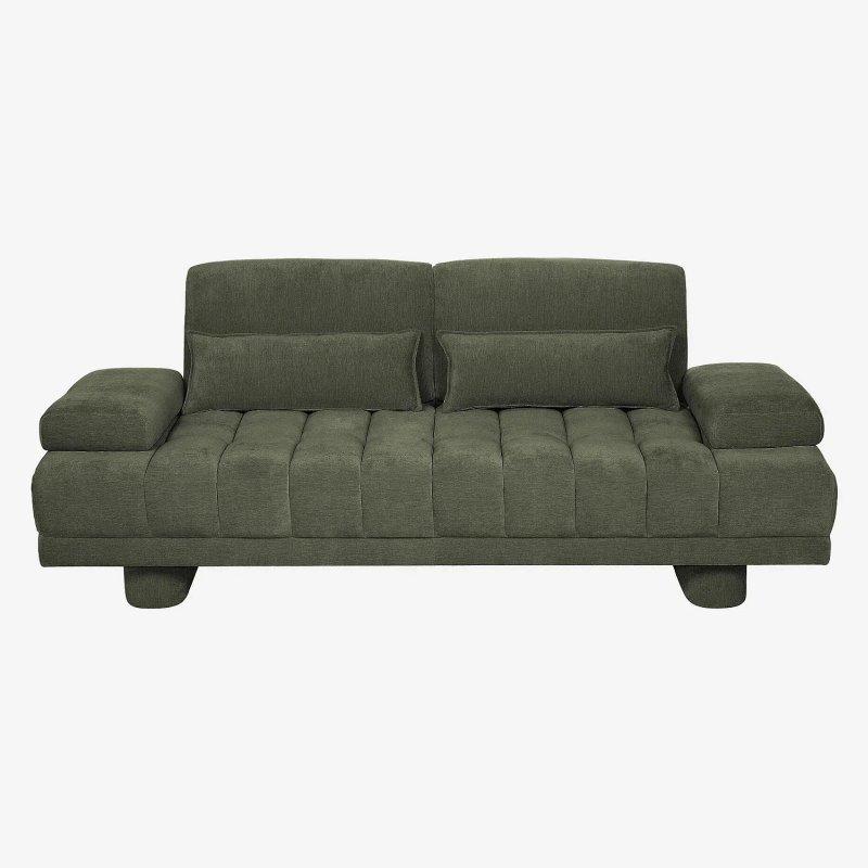 Haki Yeşil Kumaş İleri-Geri Hareketli Sırtlıklı Çıkarılabilir Kolçaklı Üçlü Koltuk - 214 cm - 155071