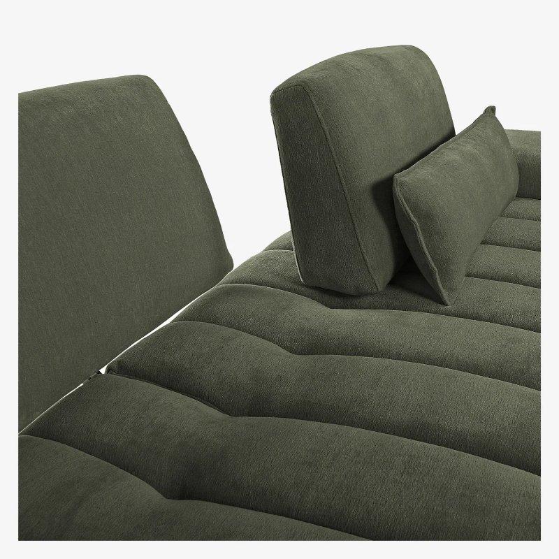 Haki Yeşil Kumaş İleri-Geri Hareketli Sırtlıklı Çıkarılabilir Kolçaklı Üçlü Koltuk - 214 cm - 155071