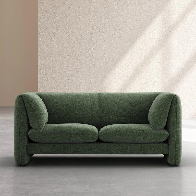 Haki Yeşil Kumaş Kuş Tüyü Dolgulu İkili Koltuk - 180 cm - 154725