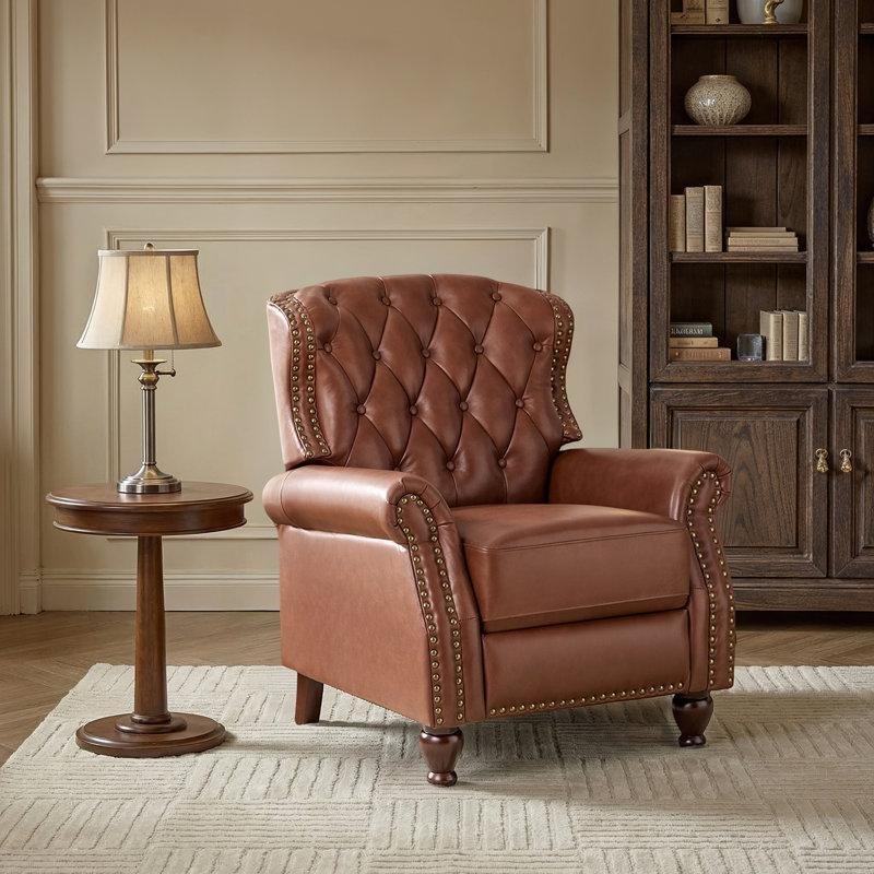 Hakiki Deri Kapitoneli Zımba Detaylı Manuel Tv Koltuğu - 88 cm - 156469