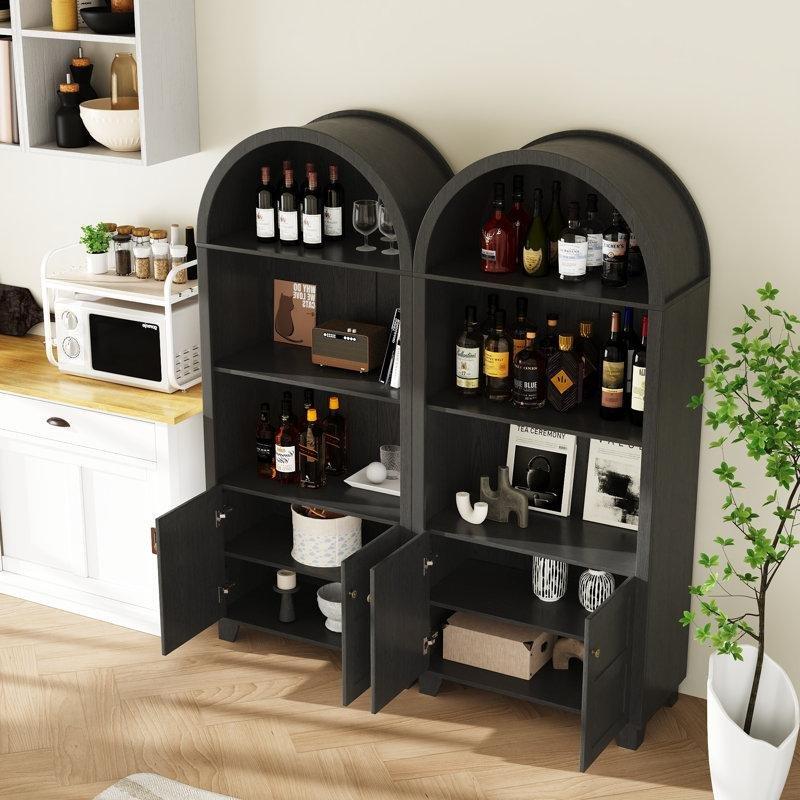 Ham Meşe Ayaklı Kemerli MDF Cam Kapaklı Vitrin - Gümüşlük - 178x78 cm - 156850