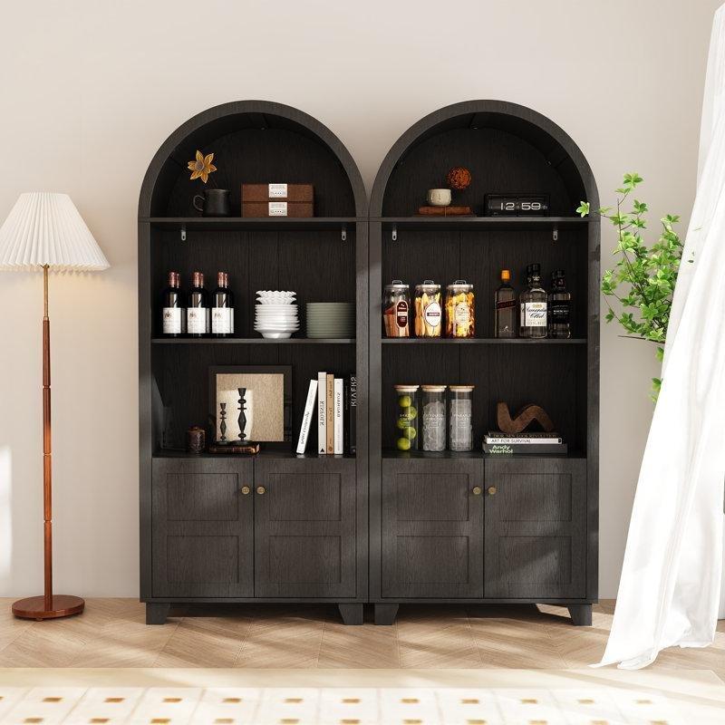 Ham Meşe Ayaklı Kemerli MDF Cam Kapaklı Vitrin - Gümüşlük - 178x78 cm - 156850