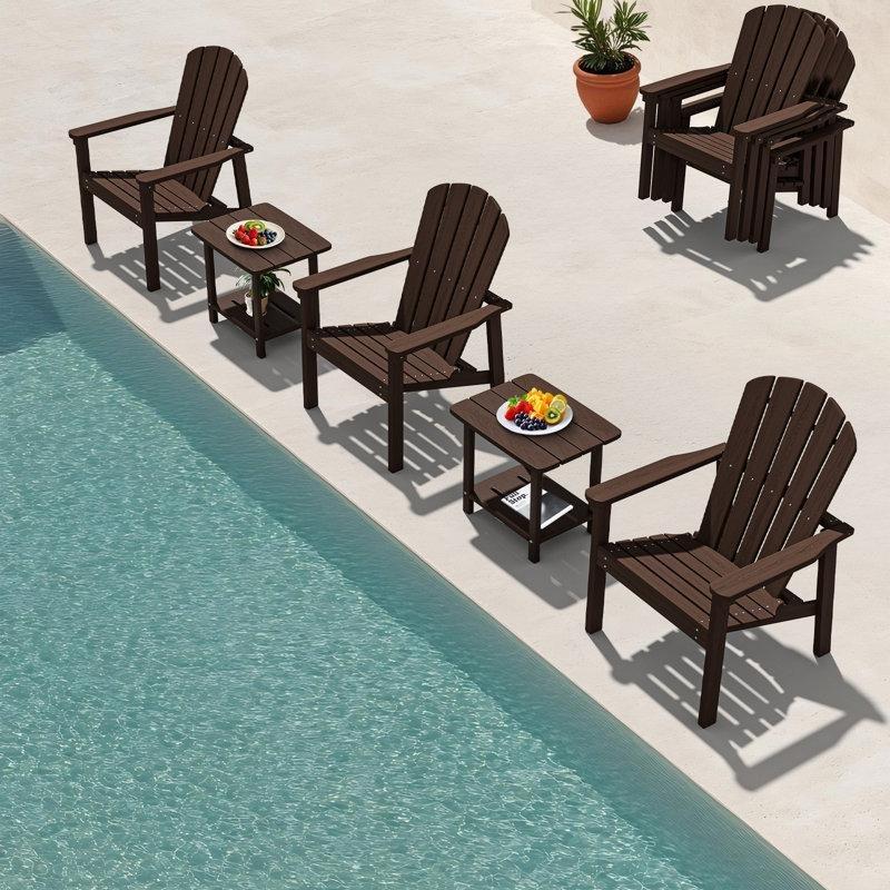 HDPE Malzeme İstiflenebilir Ergonomik Adirondack Balkon Sandalyesi 2li Set - 145467