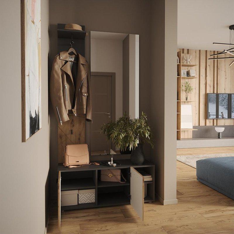 İki Parçalı Dikdörtgen Portmanto Vestiyer Seti - 106 cm - 158779