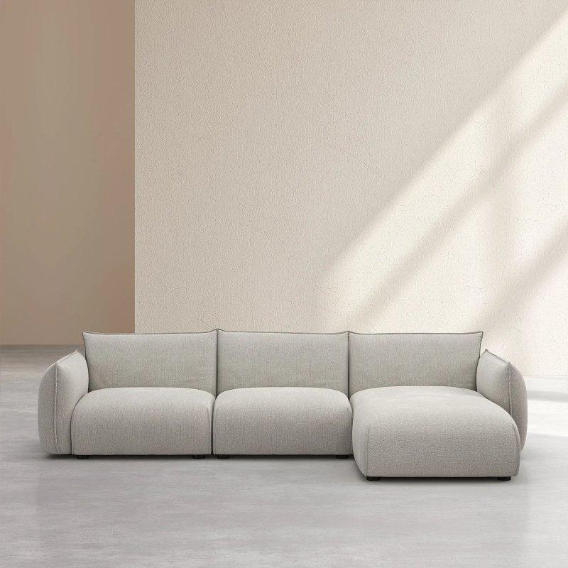 İnci Grisi Kumaş Metal İskeletli Sağ Köşe Koltuk - 327x170 cm - 154718