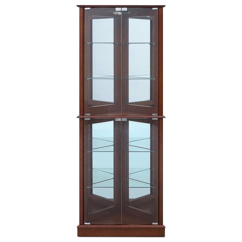Işıklı Aynalı Endüstriyel Ahşap Köşe Vitrin Gümüşlük - 183 cm - 157288