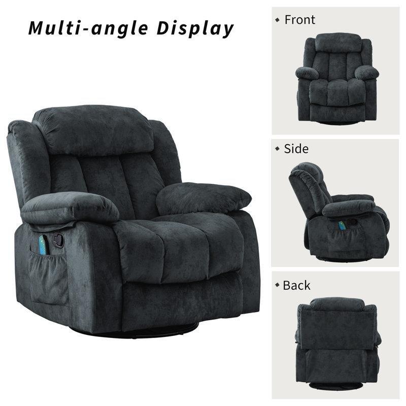 Isıtmalı ve Masajlı Mikrofiber Döner Sallanır Tv Koltuğu - 95 cm - 156487