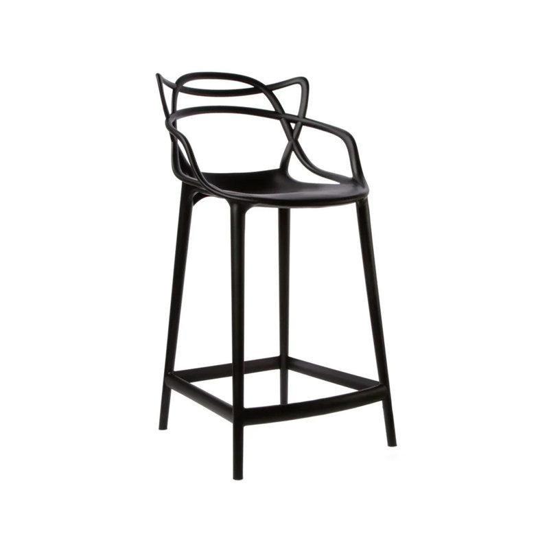 İstiflenebilir Alçak Sırtlı Dört Ayaklı Plastik Bar Sandalyesi 3lü Set - 77 cm - 148338
