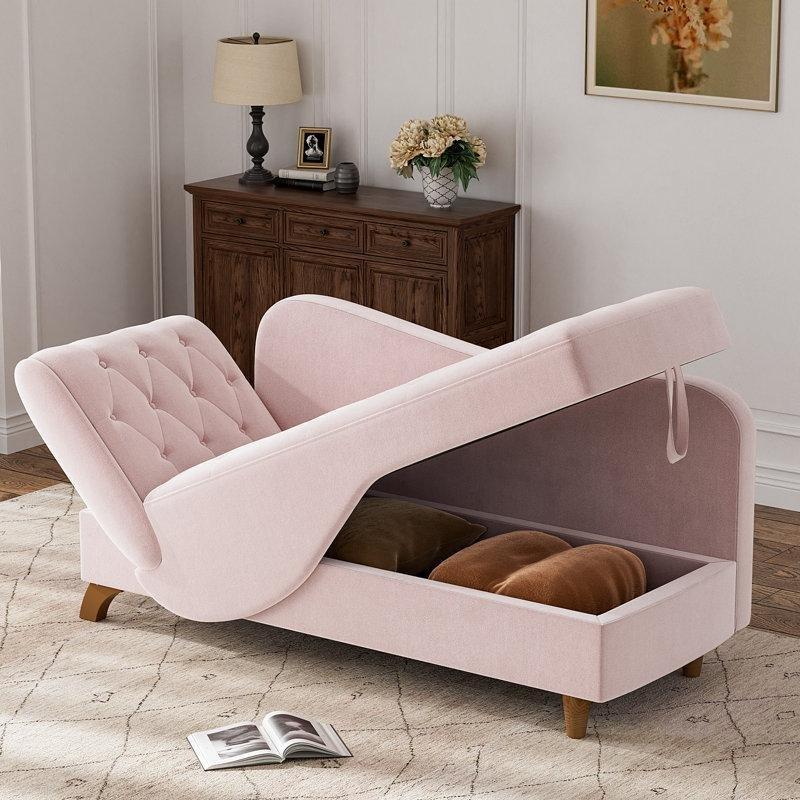 Kadife Ahşap Sandıklı ve Yataklı Dinlenme Koltuğu - 139 cm - 156406