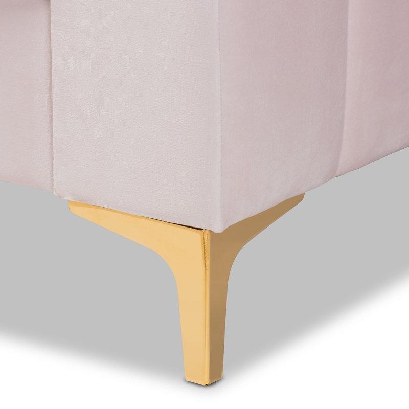 Kadife Döşemeli Dikey Kanallı Metal Ayaklı Divan Karyola - 148x230 cm - 142756