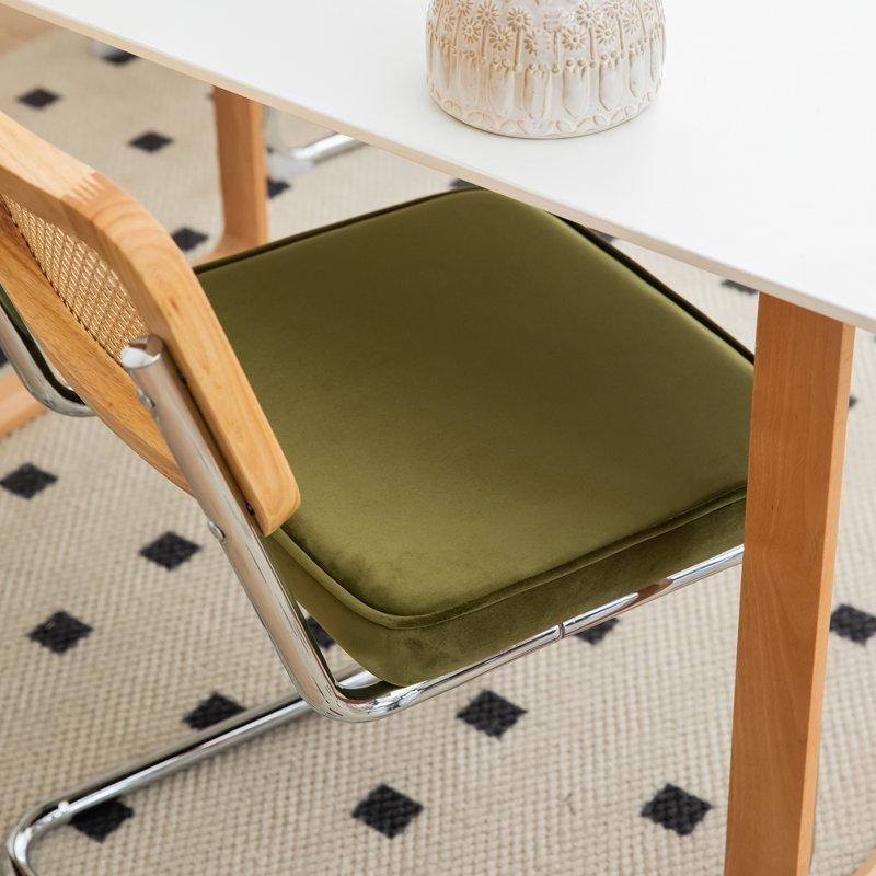 Kadife Döşemeli Metal C-Ayaklı İkili Rattan Sandalye - 146286