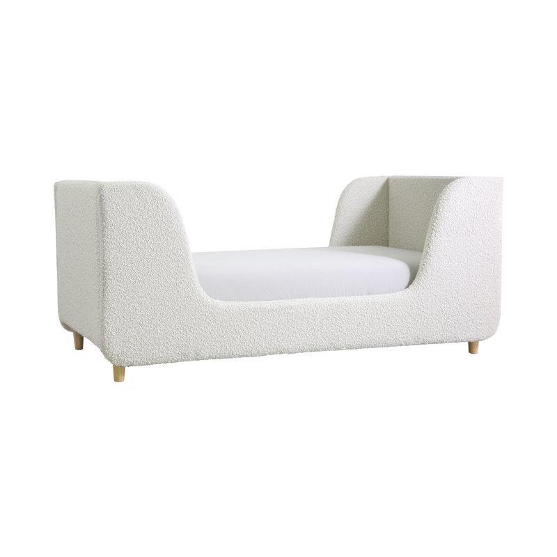 Kadife Döşemeli Modern Endüstriyel Ahşap Çocuk Karyolası - 79x141 cm - 142876