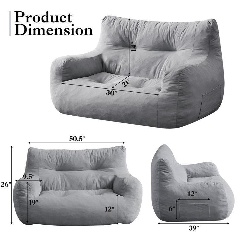 Kadife İki Kişilik Cepli Büyük Boy Puf Koltuk - 127x100x67 cm - 157549
