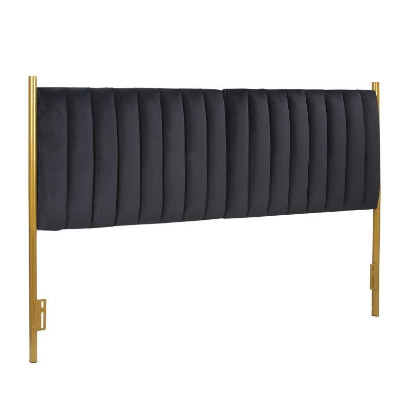 Kadife Kapitoneli Metal Çerçeveli Gold Yatak Başlığı - 162 cm - 144975