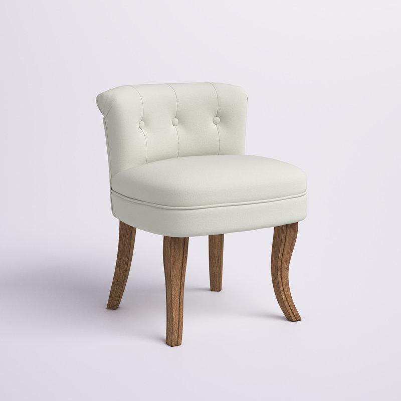 Kadife Kumaş Kapitoneli Masif Ahşap Ayaklı Makyaj Sandalyesi - 146250