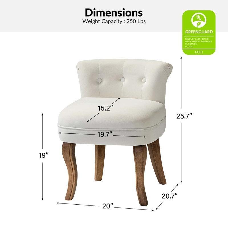 Kadife Kumaş Kapitoneli Masif Ahşap Ayaklı Makyaj Sandalyesi - 146250