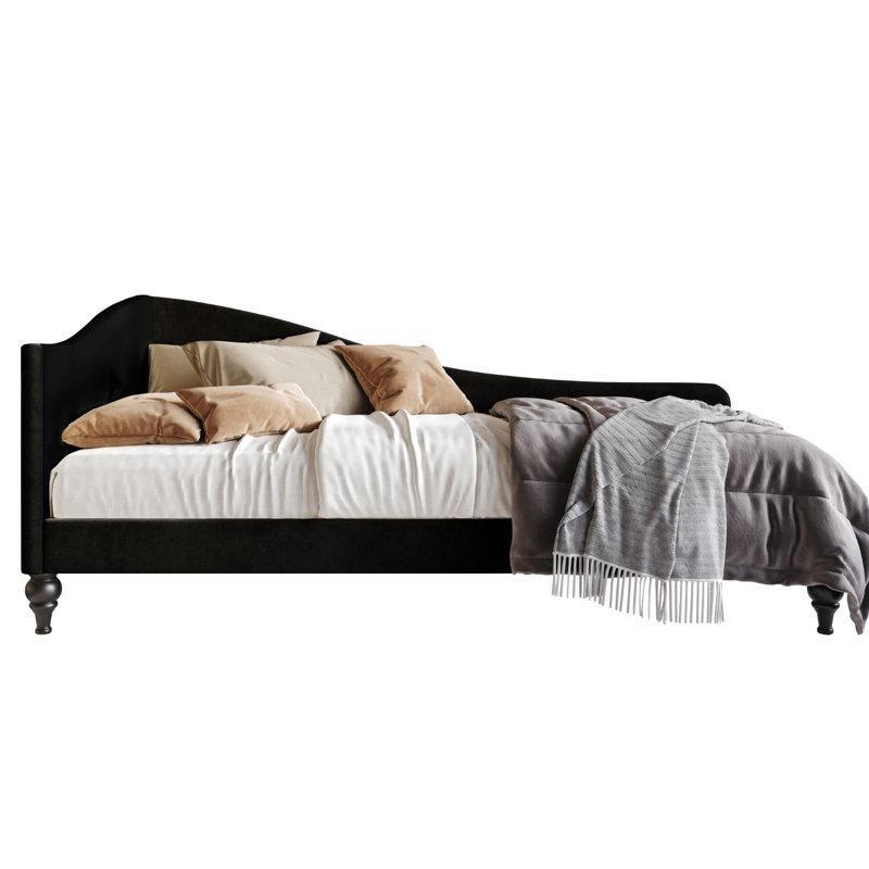 Kadife Kumaş Masif İskeletli Tornalı Ayaklı Daybed Karyola - 199x102 cm - 142732