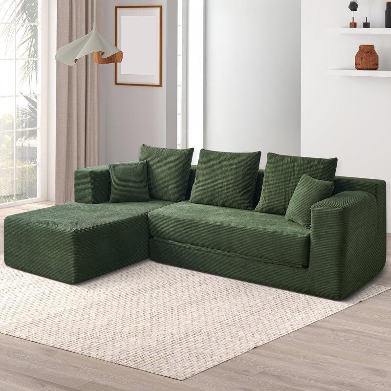 Kadife Kumaş Modüler Yataklı L Köşe Koltuk - 271 cm - 151855