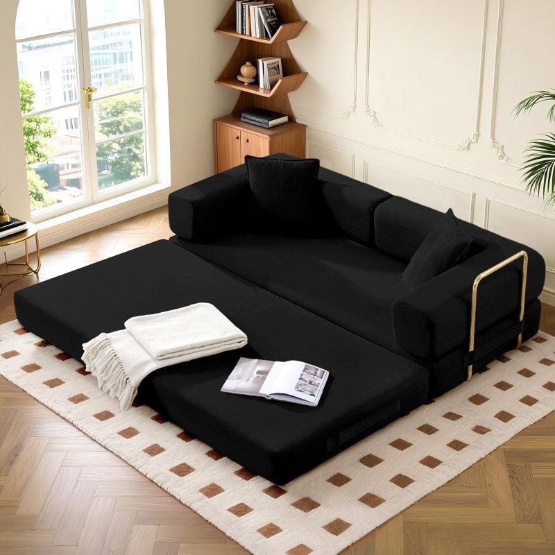 Kadife Kumaş Yataklı Katlanır 3 Kişilik Çekyat Koltuk 2 Yastıklı - 199 cm - 151882