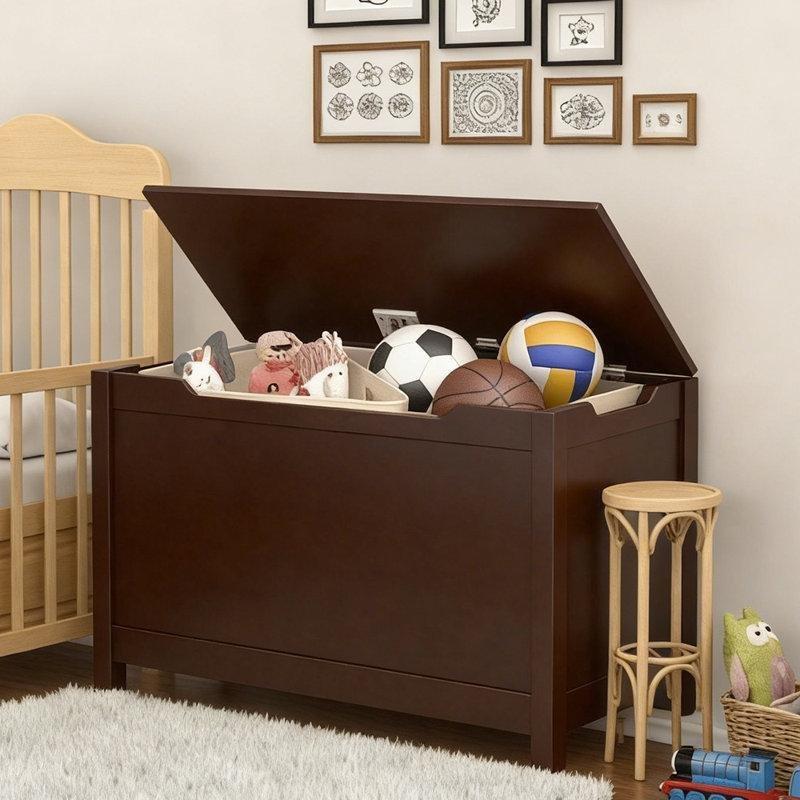 Kahverengi Ahşap Güvenlik Menteşeli Oturaklı Oyuncak Dolabı - 81 cm - 150399