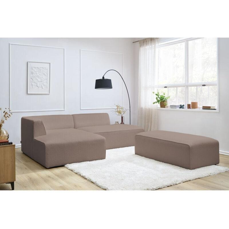 Kahverengi Bukle Kumaş Puflu Modüler Sol Köşe Koltuk - 250 cm - 153206