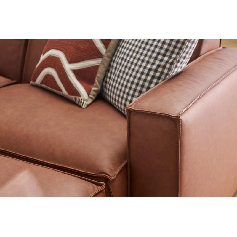 Kahverengi Deri Modüler 5 Kişilik Puflu Vintage Köşe Koltuk - 285x202 cm - 153302