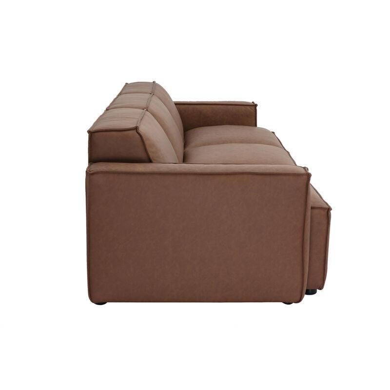 Kahverengi Deri Modüler Vintage Tasarım 4 Kişilik Koltuk - 285 cm - 153850