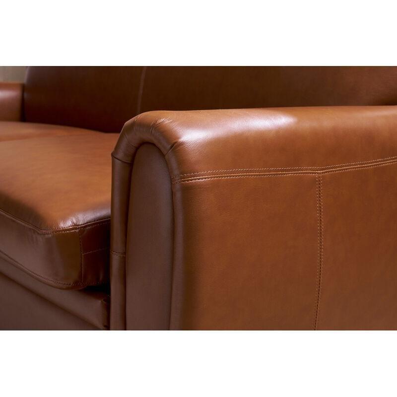 Kahverengi Deri ve Ahşap Vintage Tasarım 3 Kişilik Yataklı Koltuk - 199 cm - 152838