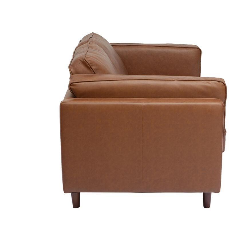 Kahverengi Deri ve Meşe Ayaklı Vintage Tasarım 2 Kişilik Koltuk - 161 cm - 152965