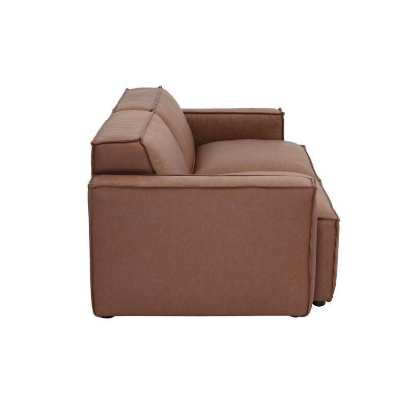 Kahverengi Deri Vintage Tasarım Modüler 3 Kişilik Koltuk - 202x101 cm - 153846