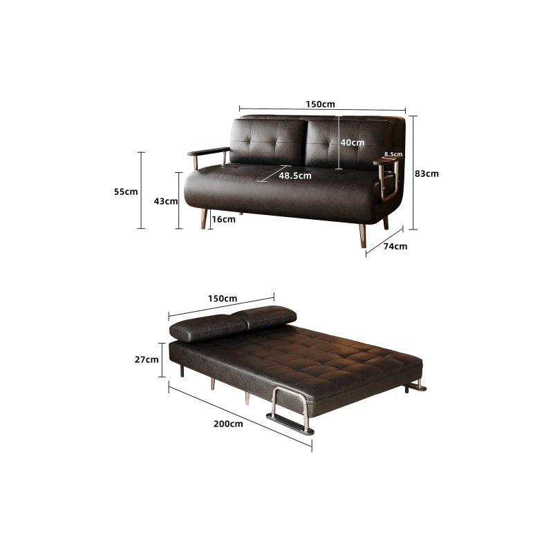 Kahverengi Deri Yataklı Metal Ayaklı Koltuk - 150 cm - 155899