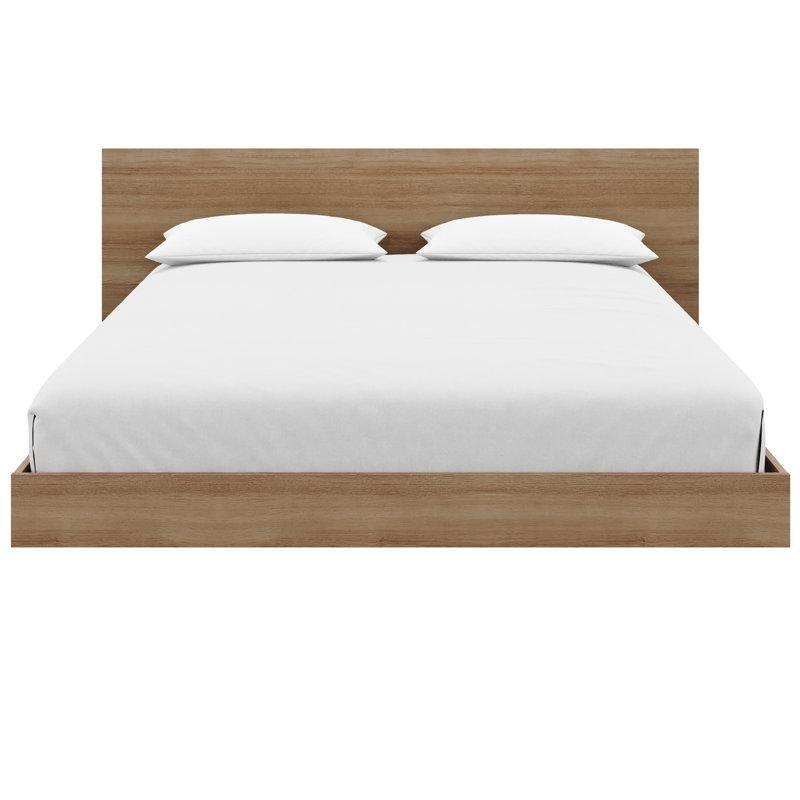 Kahverengi Endüstriyel Ahşap Geniş Başlıklı Alçak Profil Platform Karyola - 185x207 cm - 142540